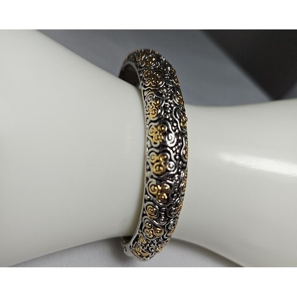 Sterling-Look (Faux) Bangle Bracelet. - Picture 1 of 6